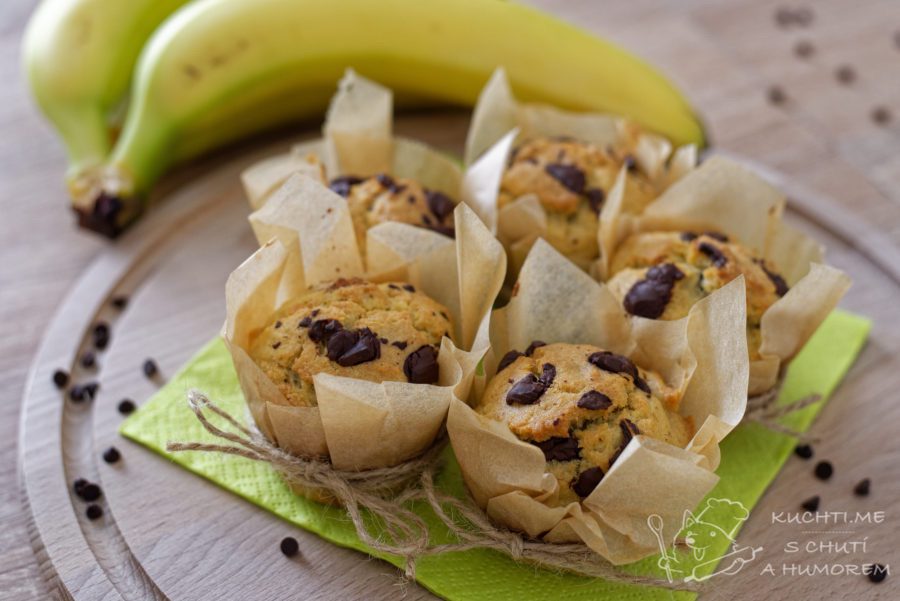 Banánové muffiny s čokoládovými pecičkami - dobrota