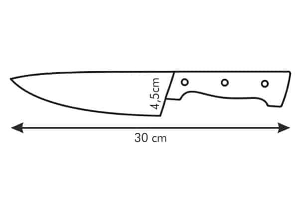 Celková velikost nože je 30cm
