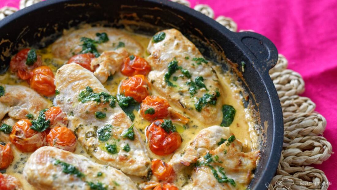 Kuřecí prsa v bazalkovo-rajčatové omáčce - ohlalaaa